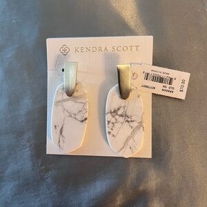 Kendra Scott Marble White and Silver Earrings